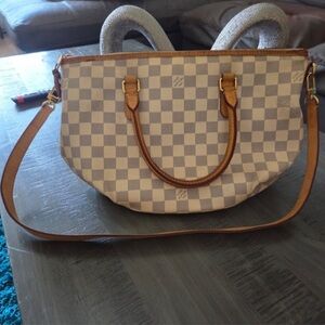 Checkered Tan and Brown Women's Bag  Louis Vuitton Damier Azur Riviera Pm N48250